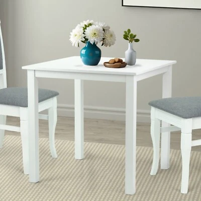 SK NEW INTERIORS Dining Kitchen Modern Wooden Square Table in White Finish