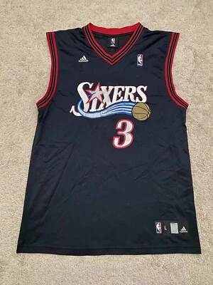 Philadelphia 76ers ALLEN IVERSON # 3 Mens Jersey L Black Adidas NBA Basketball - Image 1 of 4