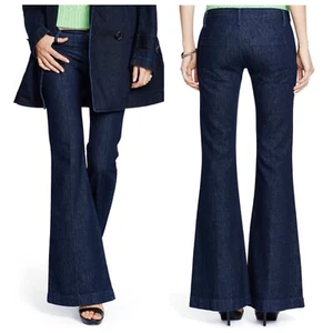 RALPH LAUREN Women's Size 10x34 Long Creased Jean Trousers, Wide Leg Denim Pants - Picture 1 of 4
