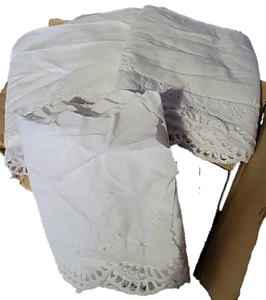 Bundle 3 White Flat Ungathered Embroidered Eyelet Lace 5In Width Scalloped Edge - Picture 1 of 5