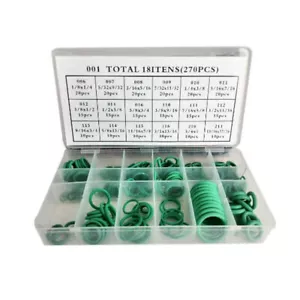 270Pcs 18Sizes AC A/C System O-Ring Gasket Seals Washer Rapid Seal Repair-Kits - Foto 1 di 12