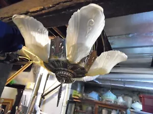 Antico Vintage Lampadario plafoniera vetro paralume scorrevole Art Decò Nouveau - Foto 1 di 20