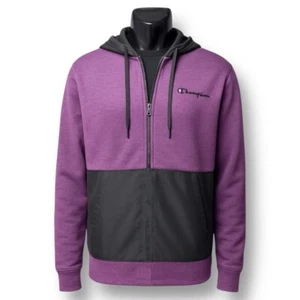 Champion lila schwarz Zip Hoodie Fleece Colorblock sportlich Streetwear Sport XXL - Bild 1 von 14