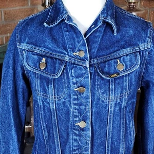 Vintage Lee Denim Trucker Bomber Jacket USA Size 7/8 - Picture 1 of 6