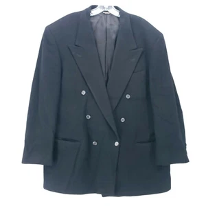 VINTAGE BILL BLASS 100% Camel Hair Black Coat Blazer Approx. Size 44 Made in USA - Picture 1 of 11