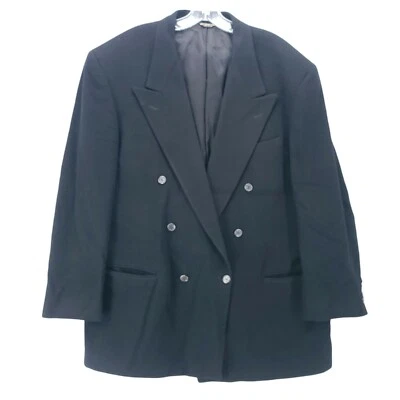 Blazer Abrigo Vintage Bill Blass 100% Cabello Camel Negro Aprox. Talla 44 Hecho en USA Foto 1 de 4