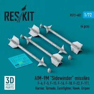 Misiles Sidewinder AIM-9M F-15/F-16/Tornado 4 piezas impresión 3D 1:72 RS72-0482 - Imagen 1 de 3