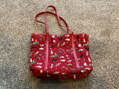 Bolso de Mano Vera Bradley Holiday Cats Pequeño Vera con Asas Rojas Gatito de Navidad Foto 1 de 4