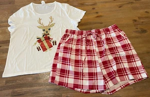 Ladies size 14 /16 CHRISTMAS sparkly reindeer summer pyjamas Rivers pjs NEW A486 - Bild 1 von 8