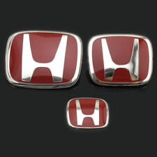 For Accord 2018-2022 4DR Sedan Front+Rear+Steering Wheel 3pcs JDM RED Emblem Fit