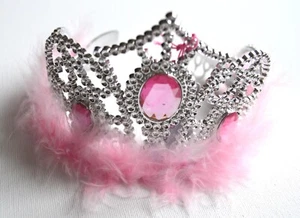 NUEVO Plástico Plata Niños Rosa Ovalado Joya Tiara Cabello Accesorio Fiesta Baile de graduación - Imagen 1 de 2