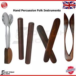 STRUMENTI A PERCUSSIONE A MANO FOLK MUSICAL IRLANDESE CUCCHIAI TRADIZIONALI CELTICI LEGNO - Foto 1 di 6