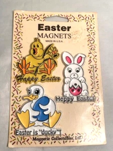 Vintage Easter Rubber Refrigerator Magnets Chick Bunny Duck Sealed Package E1 - Picture 1 of 5