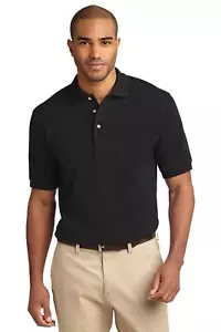 Port Authority TLK420 Mens Tall Heavyweight Cotton Short Sleeve Pique Polo Shirt - Picture 1 of 6
