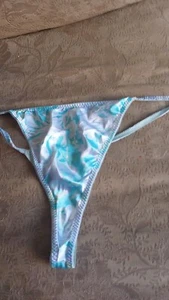 Braguita de bikini vintage D Loren satinada brillante de cuerda rara floral X grande 19" a través - Imagen 1 de 9