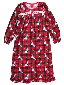 Peanuts Girls Red Flannel Snoopy Dog Nightgown Christmas Holiday Night Gown - Picture 1 of 1