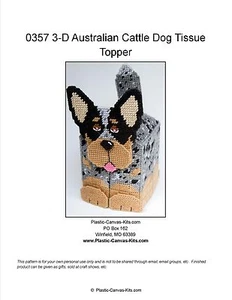 Australian Cattle Dog 3-D Dog Tissue Topper-Plastic Canvas Pattern or Kit - Picture 1 of 1
