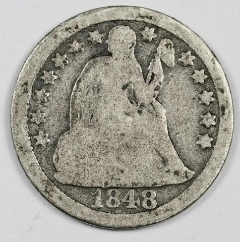 1848 Liberty Seated Dime.  Natural Uncleaned.  Good.  169159 Cover