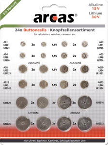 Knopfzellen Set Sortiment 24-teilig für Uhren Schlüssel Taschenrechner Kameras - Bild 1 von 1