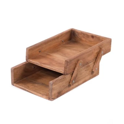 DOKUMENTENABLAGE "SLIDE" | Mahagoni Holz, 2 Fächer | Holzablage, Büro Organizer - Bild 1 von 4