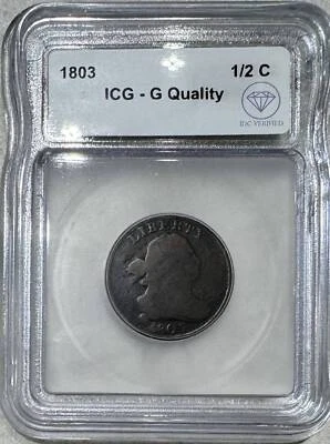 1803 Draped Bust Half Cents ICG G Quality IDC Verified - Image 1 of 2