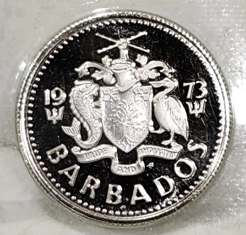 1973 Barbados Ten Cents Proof Coin Sealed Cover