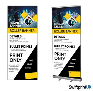 Roller Banner PRINT ONLY  Your Artwork - Pop/Roll/Pull up Display Exhibition - Picture 1 of 3