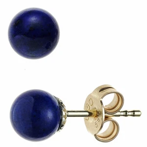 Pendientes De Lapis Lazuli Azules 6Mm 585 Oro Amarillo Joyería Para Damas - Imagen 1 de 1