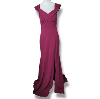 Fiesta Fashion Women’s L Formal Gown Burgundy Off Shoulder Side Slit Evening - Image 1 of 4