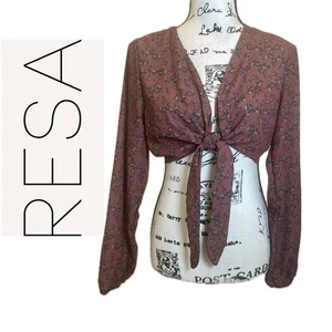 RESA TIE FRONT TOP NOELLE GRANATE ESTAMPADO GUEPARDO OJO DE CERRADURA TRASERO TALLA M NÚCLEO ESTÉTICO - Imagen 1 de 13