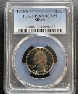 1776-1976-S SILVER PROOF BICENTENNIAL WASHINGTON QUARTER PCGS PR69DCAM 47098672 - Picture 1 of 15