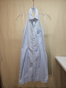 VTG LAUREN Ralph Lauren Blue Gingham Halter Dress Button Front 90's Y2K Size 0 - Picture 1 of 4