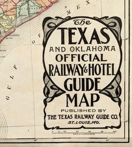 1910 TEXAS - OKLAHOMA Railway Guide Map ORIGINAL (22X22) Houston San Antonio - Bild 1 von 11