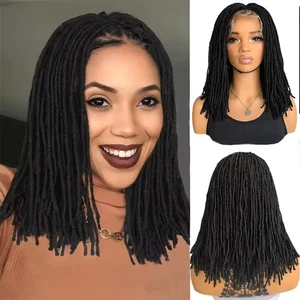 16" Short Braided Wig For Black Women Full Lace Dreadlock Wig With Baby Hair - Picture 1 of 5