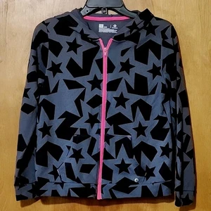 Felpa con cappuccio bambina Xersion Star taglia XL 16 full zip rosa zip grigia con stelle nere - Foto 1 di 9