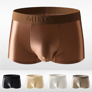 Calzoncillos boxer de satén de seda helada para hombre ropa interior lisa cómodo ajuste transpirable - Imagen 1 de 18
