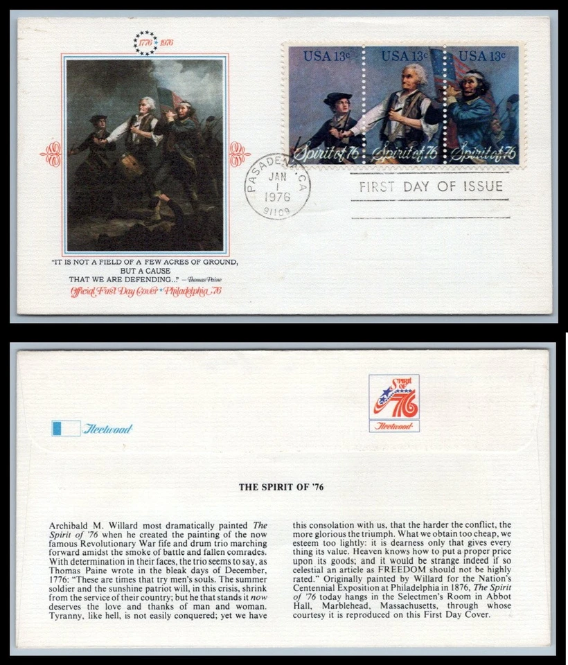 US FDC # 1629-1631 13c Spirit of 76  Fleetwood  S.Cancel 1976, 9p9921 - Image 1 of 1