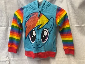 My Little Pony Zip Front Colorful Rainbow Hoodie size M Girls 5/6 - Picture 1 of 5