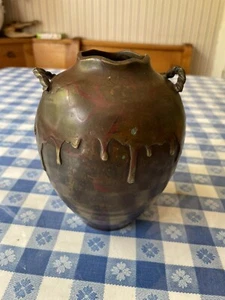 antike japanische Bronze Honigtopf rote Highlites - Bild 1 von 6