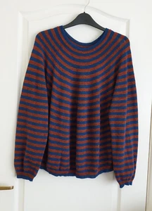 Toast Cotton Alpaca Striped Jumper Size Large Orange Blue Sweater Knit Sleeves - Picture 1 of 20