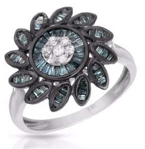 KREMENTZ USA 14K 2/Tone Gold Cocktail Ring 0.86ctw Genuine Diamonds. New - Bild 1 von 5