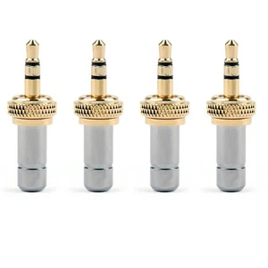4x Mini 3.5mm Screw Locking Stereo Jack Plug Gold Plated 3.7mm For Sennheiser - Photo 1/8