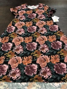 Vestido Lularoe Acuarela Rosas Carly Difícil de Encontrar Unicornio 🦄 Negro Malva Mediano 10/12 8 - Imagen 1 de 12