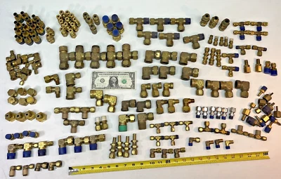 NEW 200+ pcs LARGE LOT GYROLOK HOKE BRASS TUBING TUBE COMPRESSION FITTINGS HR - Image 1 of 4