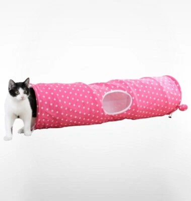 KERBL Katzentunnel Puntino Rascheltunnel Katzenspieltunnel Spielröhre rosa pink 100cm