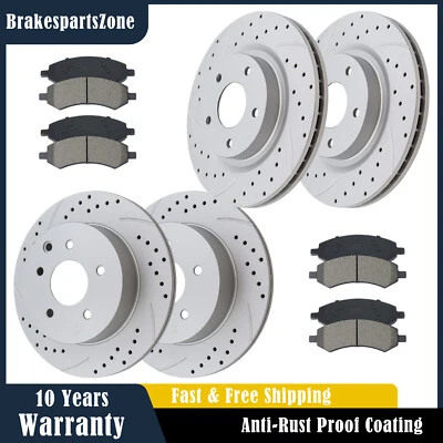 Front Rear Brake Rotors Pads for Nissan Rogue 2014-15 2016-17 Drilled Slotted - Изображение 1 из 4