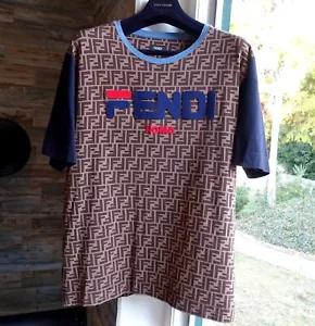 FENDI SHIRT XL tshirt t logo brown monogram fila - Bild 1 von 12