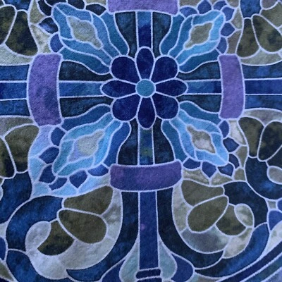 Fabric Mosaic Pattern  C 8611 Timeless Treasures 1 Panel 34 x 40” Blue Turquoise - Image 1 of 4