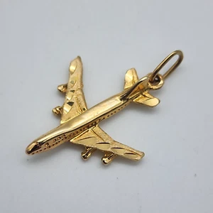 Vintage 14k Gold - 3D Passenger Airplane Airliner - Pendant - Picture 1 of 10