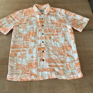 Quicksilver Waterman Comfort Fit Shirt Men L Orange Beach Surfboard Button Up - Picture 1 of 10